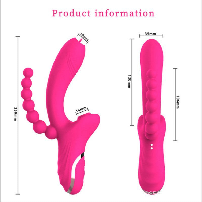 New Rose Vibrator Second-Generation 3-In-1 Tongue Licking And Sucking Vibrator Female Masturbation Sex Double-Headed Stick - Random Unicorn