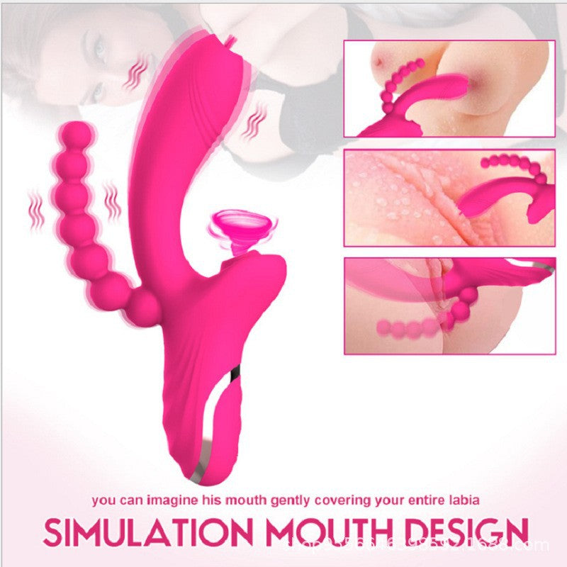 New Rose Vibrator Second-Generation 3-In-1 Tongue Licking And Sucking Vibrator Female Masturbation Sex Double-Headed Stick - Random Unicorn