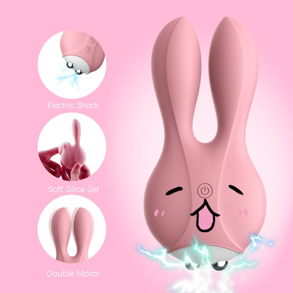 12 Frequency Dual Motor Rabbit Vibrator Sex Shop Vaginal G-spot Massager Electric Shock Female Masturbator Sex Toy for Couples - Random Unicorn