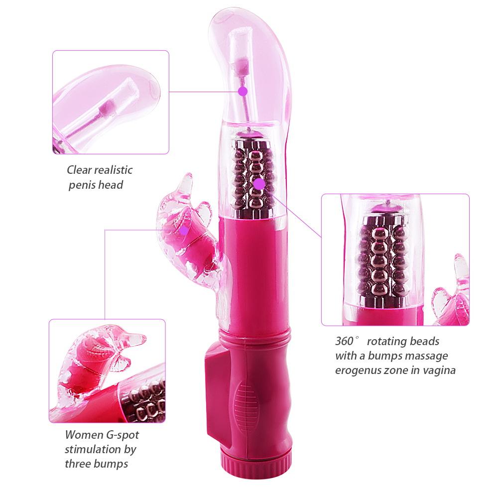 Rechargeable 12 Modes Rotating Rabbit Vibrator Clitoris Stimulator G Spot Dildo Vibrator - Random Unicorn