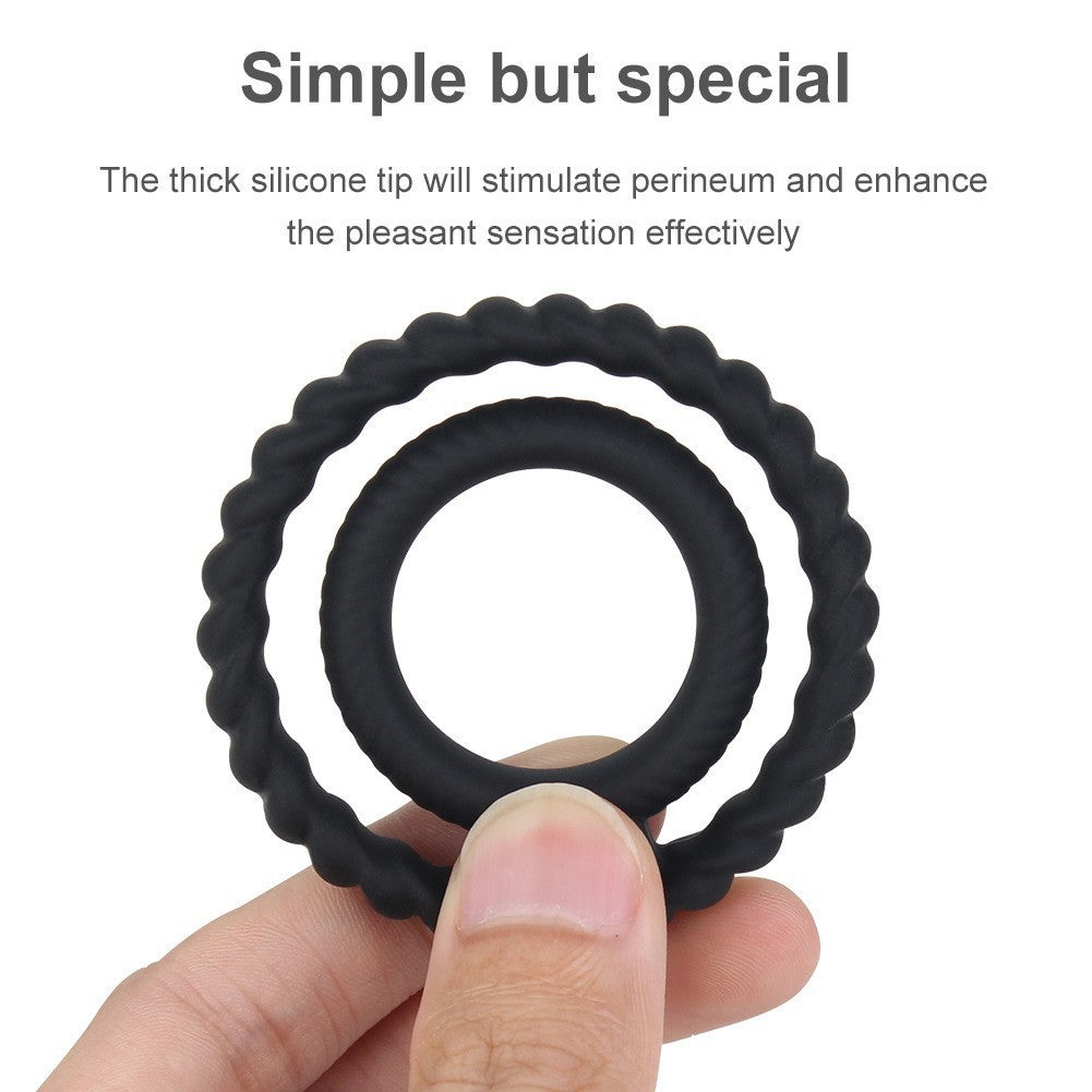 Adult Products Men's Double Silicone Lock Fine Ring Double Ring Delay JJ Egg Ring - Random Unicorn