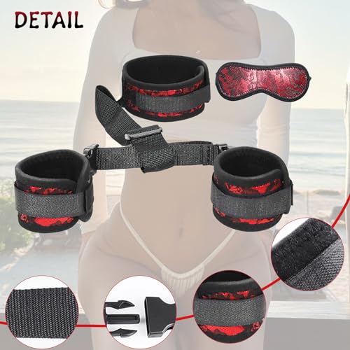 BDSM Neck to Wrist Restraints Bondage Set - Behind Back Handcuffs Collar with Blindfold Adjustable Bondage Set Bed SM Games Play Sex Toys for Couples - Random Unicorn