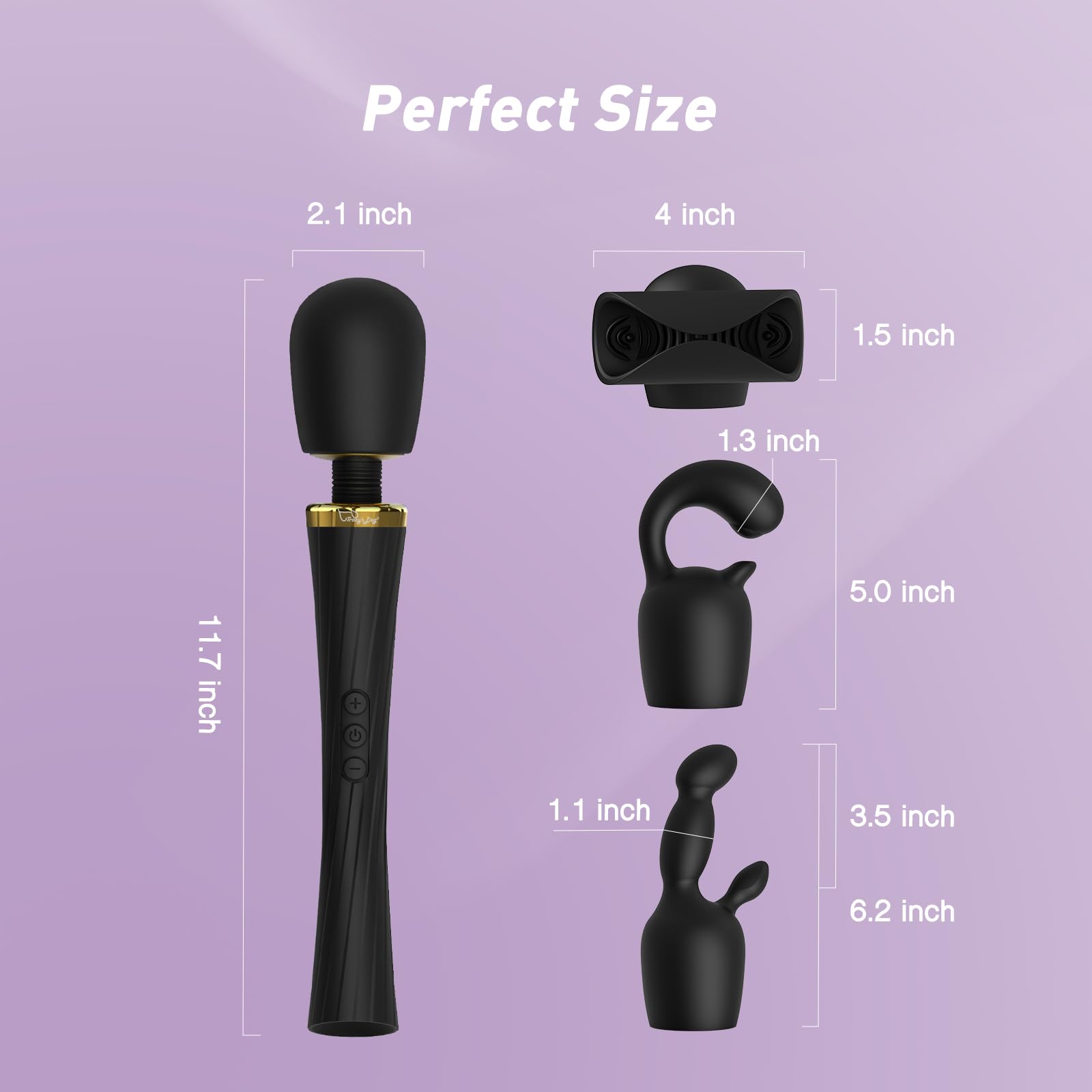 Tracy's Dog Wand Vibrator Kits for Couple, Vibrating Wand Adult Toys with 3 Attachments for Clitoral G Spot Anal Stimulation, Cordless Powerful Sex Toy for Women Partner Play with 5 Modes & 3 Speeds - Random Unicorn