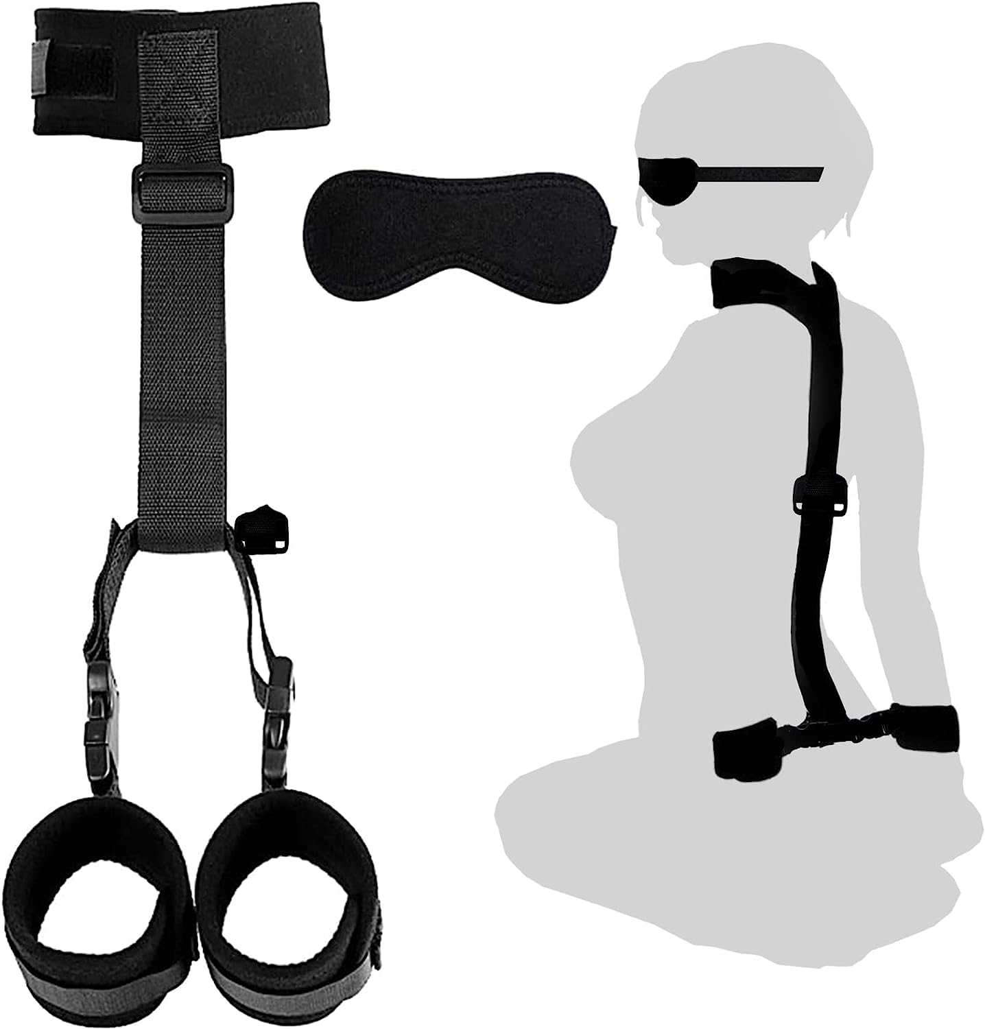 BDSM Neck to Wrist Restraints Bondage Set - Behind Back Handcuffs Collar with Blindfold Adjustable Bondage Set Bed SM Games Play Sex Toys for Couples - Random Unicorn