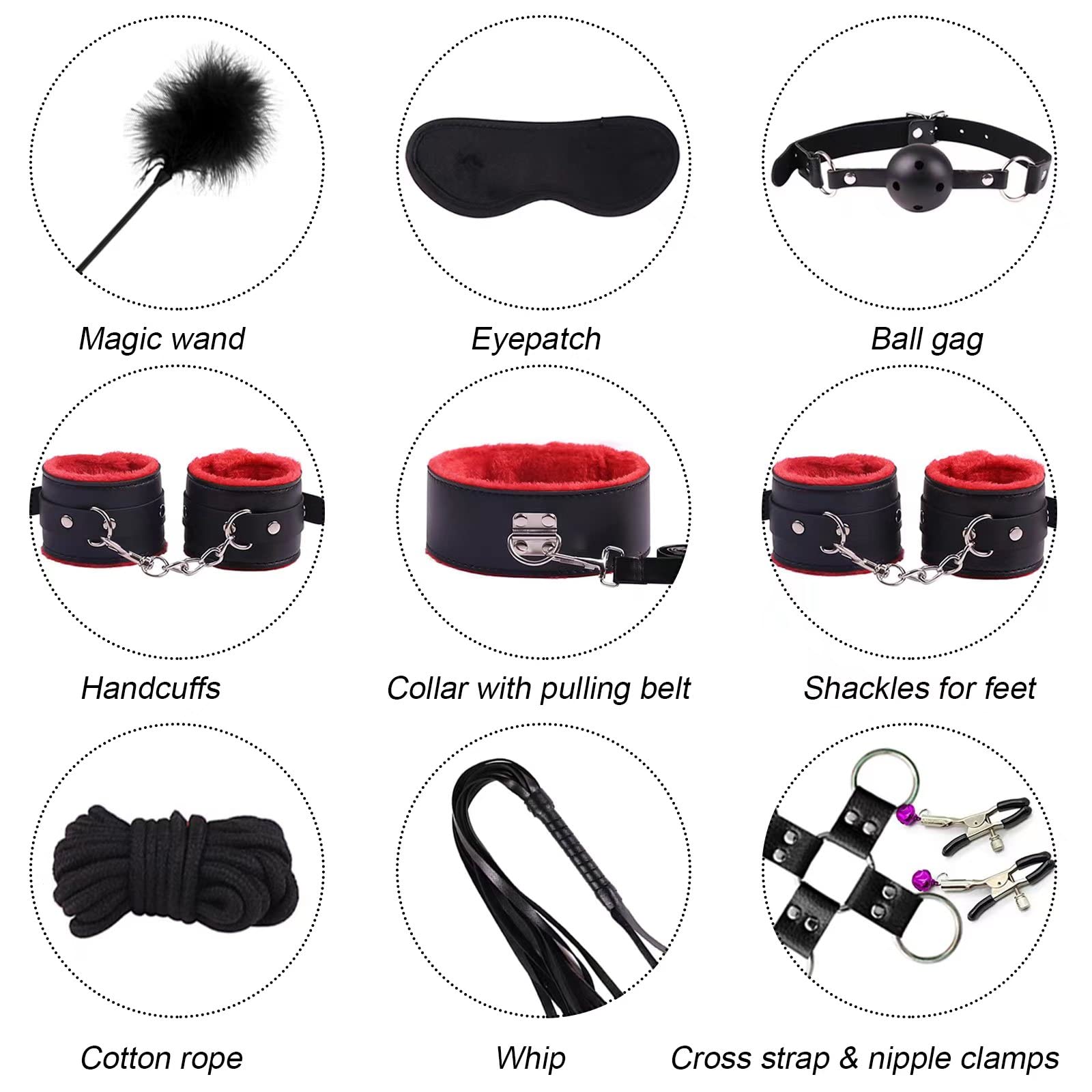 BDSM Toy for Adult Couples,34pcs Sex Toys Kit for Bondaged Restraints with Handcuffs Sex and Anal Plug Toys,Body-Safe Sexual Pleasure Tools for Women and Men - Random Unicorn