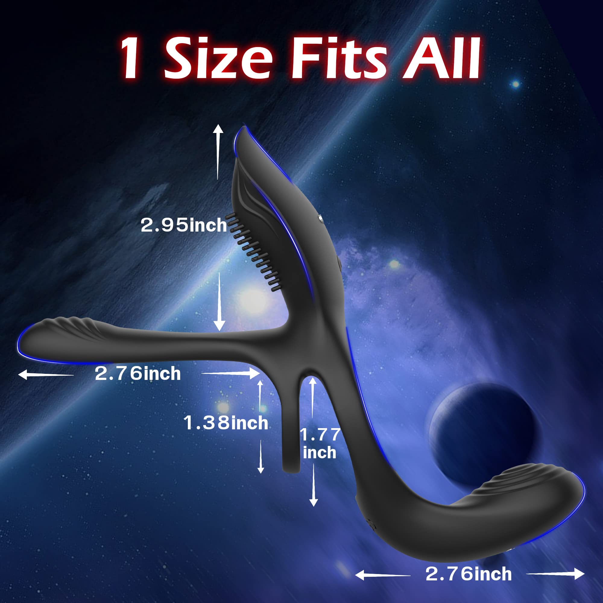 Vibrator for Couple, 3 in 1 Vibrating Cock Ring with 10 Modes, Men's Penis Vibrators, Perineum , G spot, Clitorals Stimulator for Women, Sex Novelties, Adult Sex Toys & Games Black - Random Unicorn