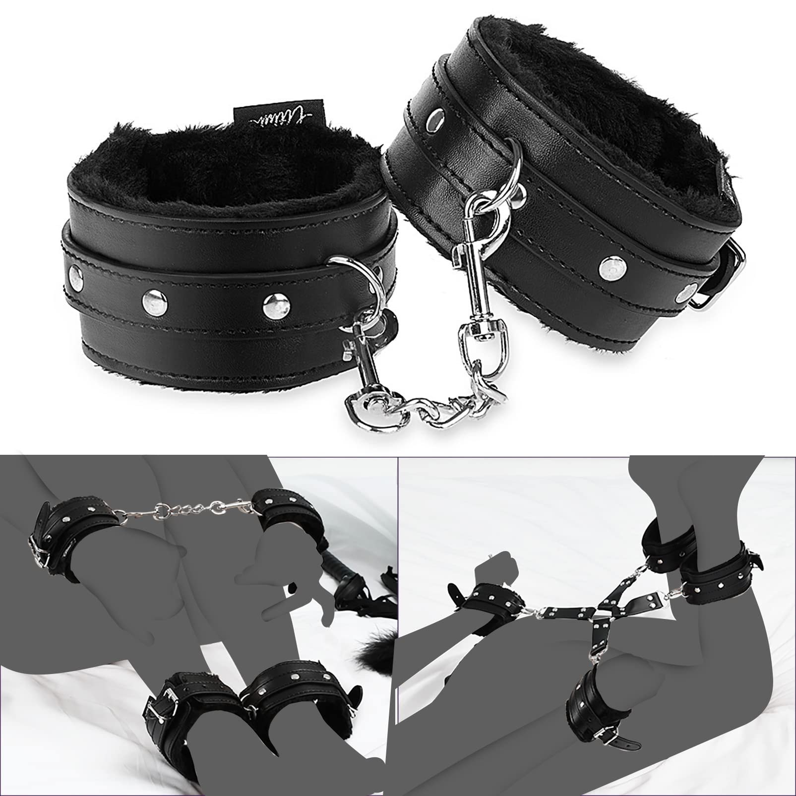 UTIMI Bondage for Sex 11 Pcs BDSM Leather Bondage Sets Restraint Kits for Women and Couples - Random Unicorn