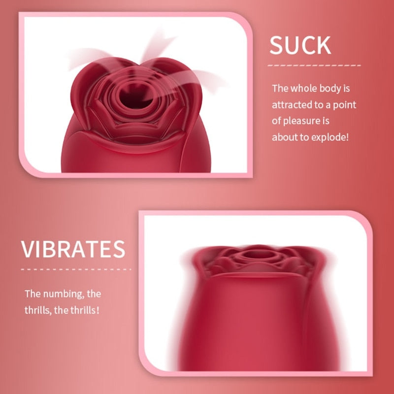 Rose Shape Vagina Sucking Vibrator Intimate Goods Nipple Sucker Oral Licking Stimulation Powerful Sex Toys - Random Unicorn