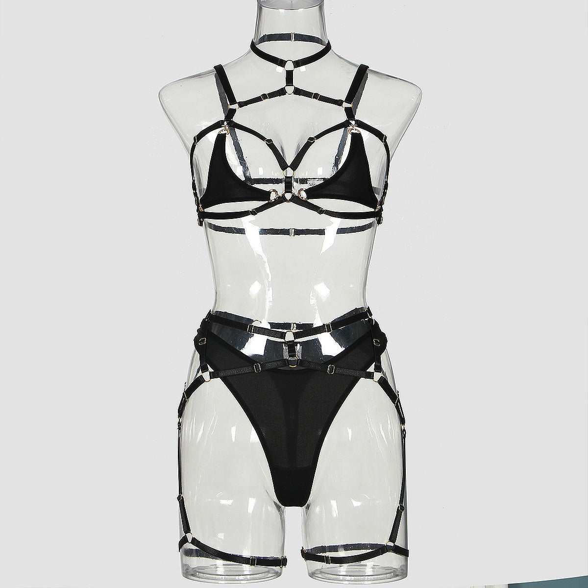 Hollow complex strap three piece set with hanging neck and fun lingerie set - Random Unicorn