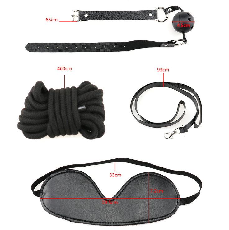 10 Pcs/set Sexy Lingerie PU Leather BDSM Sex Bondage Set Hand Cuffs Footcuff Whip Rope Blindfold Erotic Sex Toys - Random Unicorn