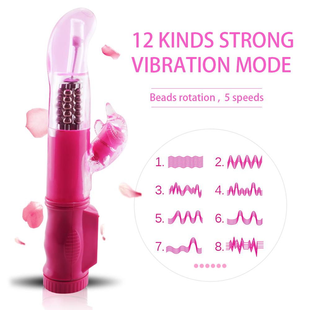 Rechargeable 12 Modes Rotating Rabbit Vibrator Clitoris Stimulator G Spot Dildo Vibrator - Random Unicorn