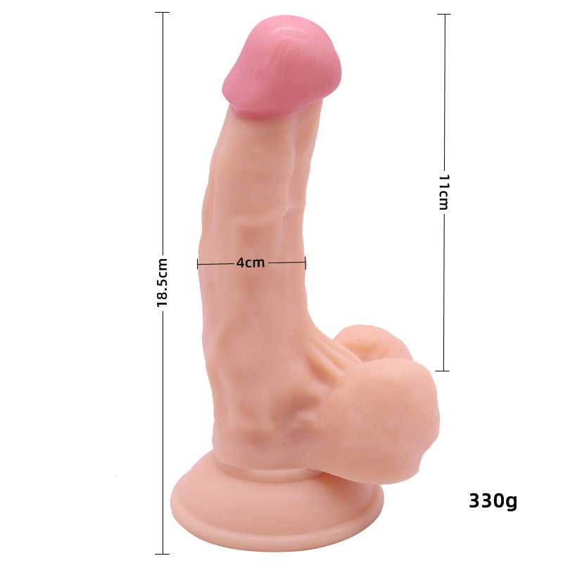 Flesh-colored simulation penis strong sucker swing AV manual vibrator bend fake penis adult fun - Random Unicorn