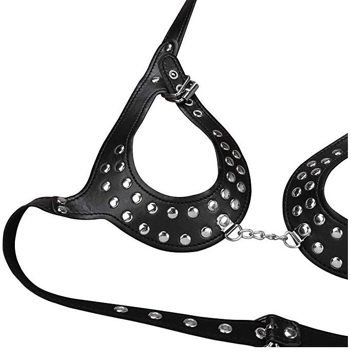 Women's Sexy Gothic Open Cup Cage Bra Faux Leather Adjustable Body Chest Harness Belt Lingerie - Random Unicorn