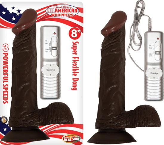 All American Whopper 8 inches Vibrating Dildo, Balls Brown Nasstoys