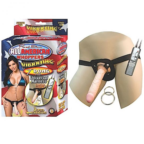 All American Whoppers 7 inches Vibrating Dong Universal Harness Nasstoys