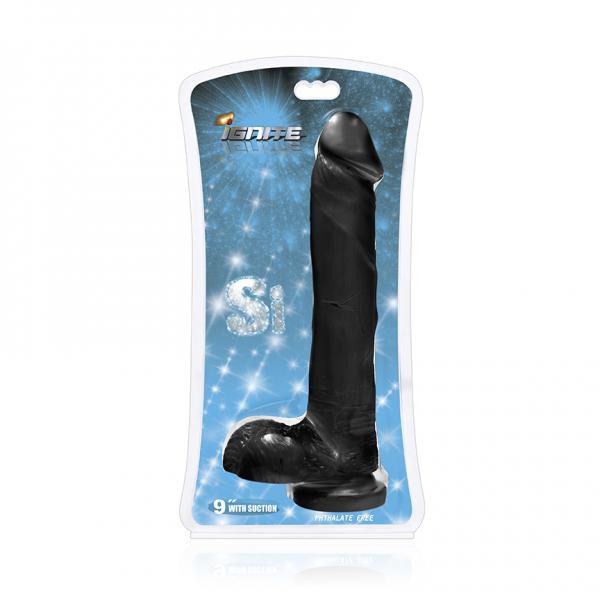 9 inches Cock with Balls & Suction Cup Black SI Novelties