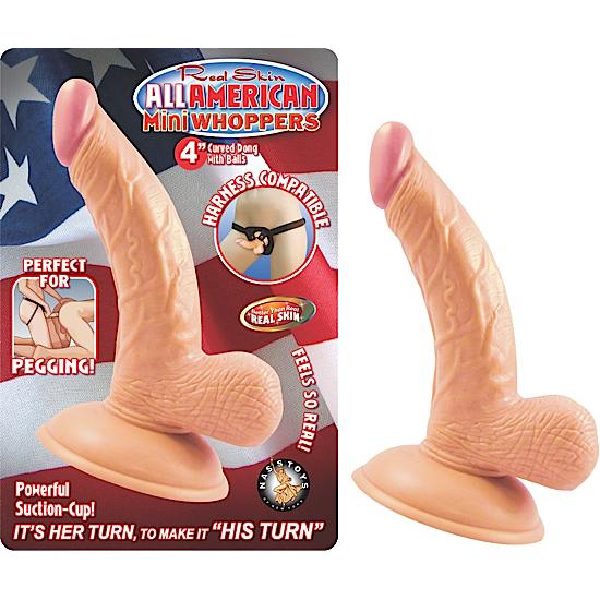 All American 4 inches Curved Dong with Balls Beige Nasstoys