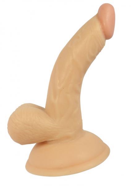 All American 4 inches Curved Dong with Balls Beige Nasstoys