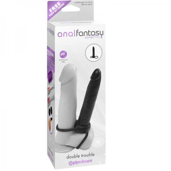 Anal Fantasy Double Trouble Cock Ring Black Pipedream Products