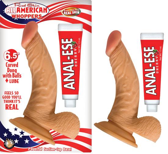 All American Whoppers 6.5 inches Curved Dong Balls + Anal Ese Nasstoys