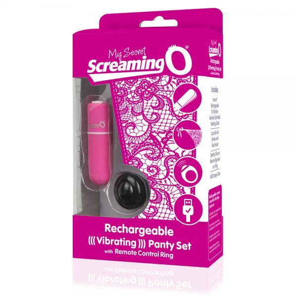 Pink Remote-Controlled Rechargeable Panty Vibe Set Screaming O