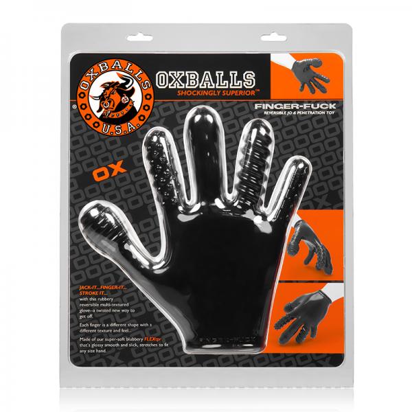 Textured Finger Pleasure Glove by Oxballs in Black Oxballs