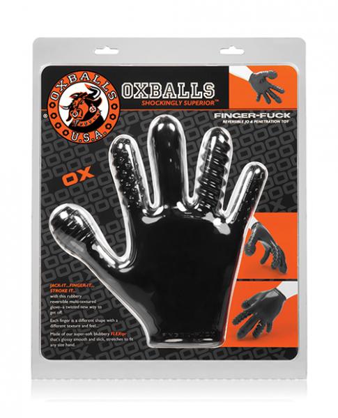 Textured Finger Pleasure Glove by Oxballs in Black Oxballs