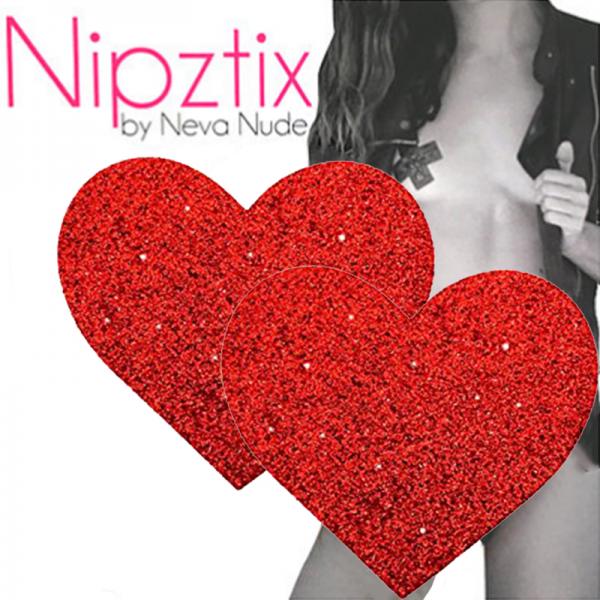 Red Glitter Heart Nipple Covers by Neva Nude Neva Nude