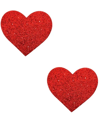 Red Glitter Heart Nipple Covers by Neva Nude Neva Nude