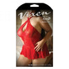 Seductive Scarlet Lace Halter Dress & G-string Set O/S/Queen Fantasy Lingerie