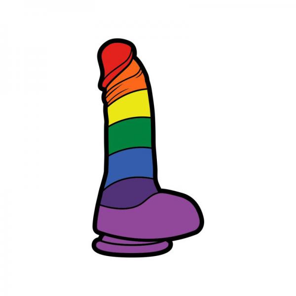 Rainbow Dildo Enamel Lapel Pin Wood Rocket LLC