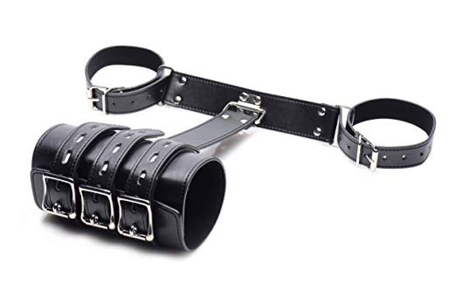 Leather Bondage Handcuffs, BDSM Armbinder Restraint ,Arms Behind Back Straitjacket,Sex Toys For Couples - Random Unicorn