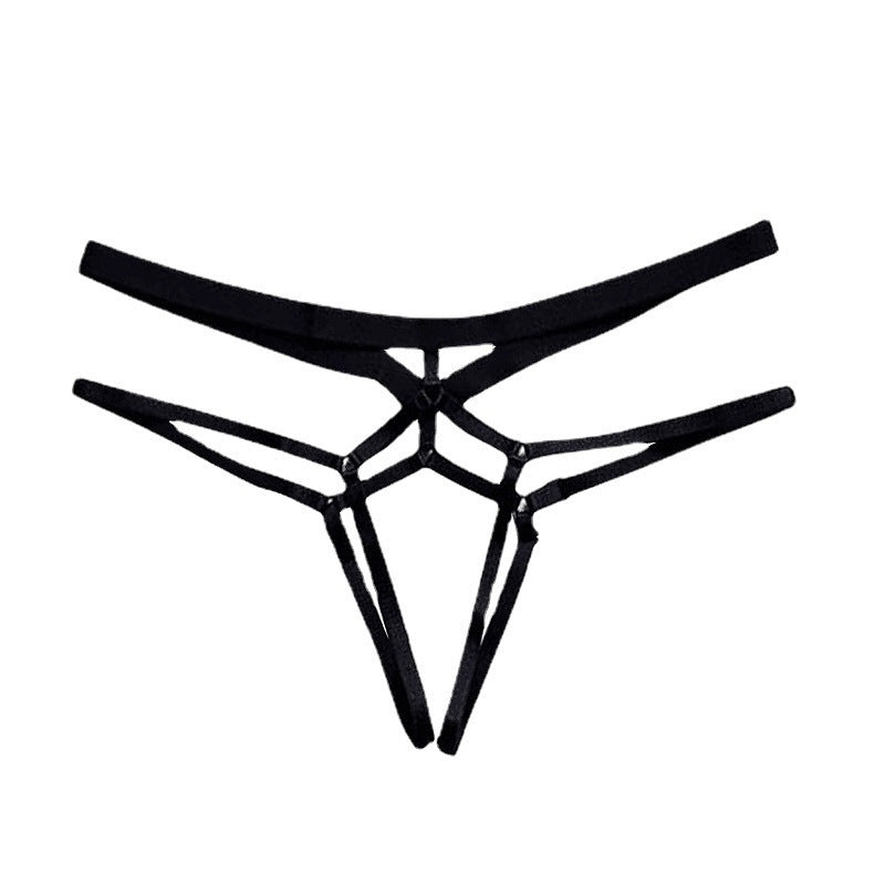 Plus Size Sexy Open Panties Transparent Buttocks Lace Up Thong For Women - Random Unicorn