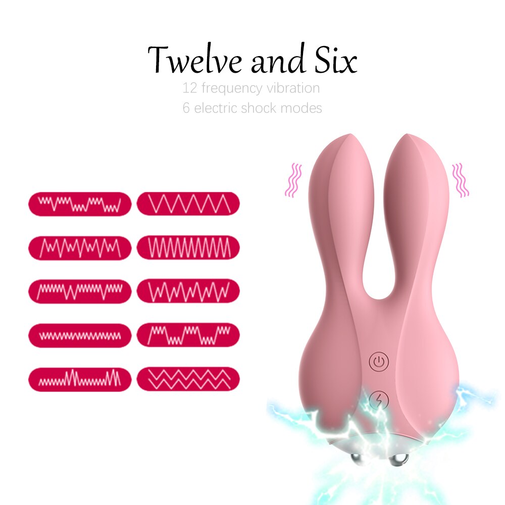 12 Frequency Dual Motor Rabbit Vibrator Sex Shop Vaginal G-spot Massager Electric Shock Female Masturbator Sex Toy for Couples - Random Unicorn