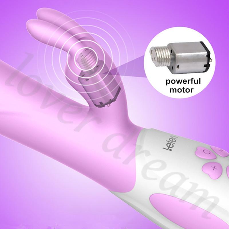 Leten USB Charge 2 Motor G Spot Clitoris Anal Dildo Rabbit Swing Vibrator Sex Toys - Random Unicorn