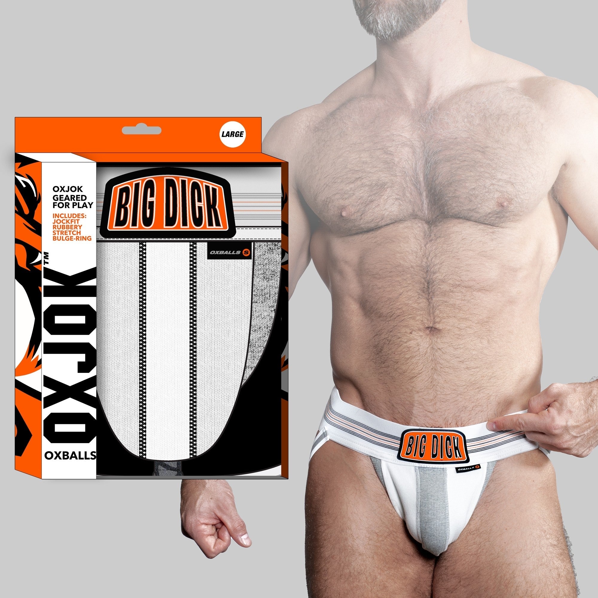 BULGER, the big pouch jock, WHITE SNOW, MEDIUM OXBALLS