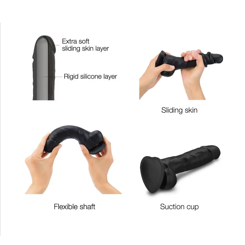 SLIDING SKIN REALISTIC DILDO BLACK L STRAP-ON-ME