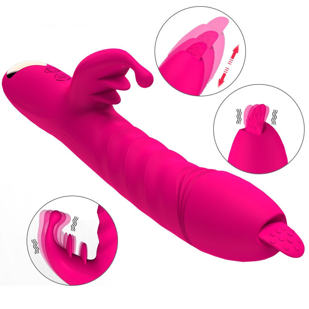 Adult Supplies Tongue Licking G-Spot Vibration Telescopic Massage AV Vibrator Female Masturbation Vibrator - Random Unicorn