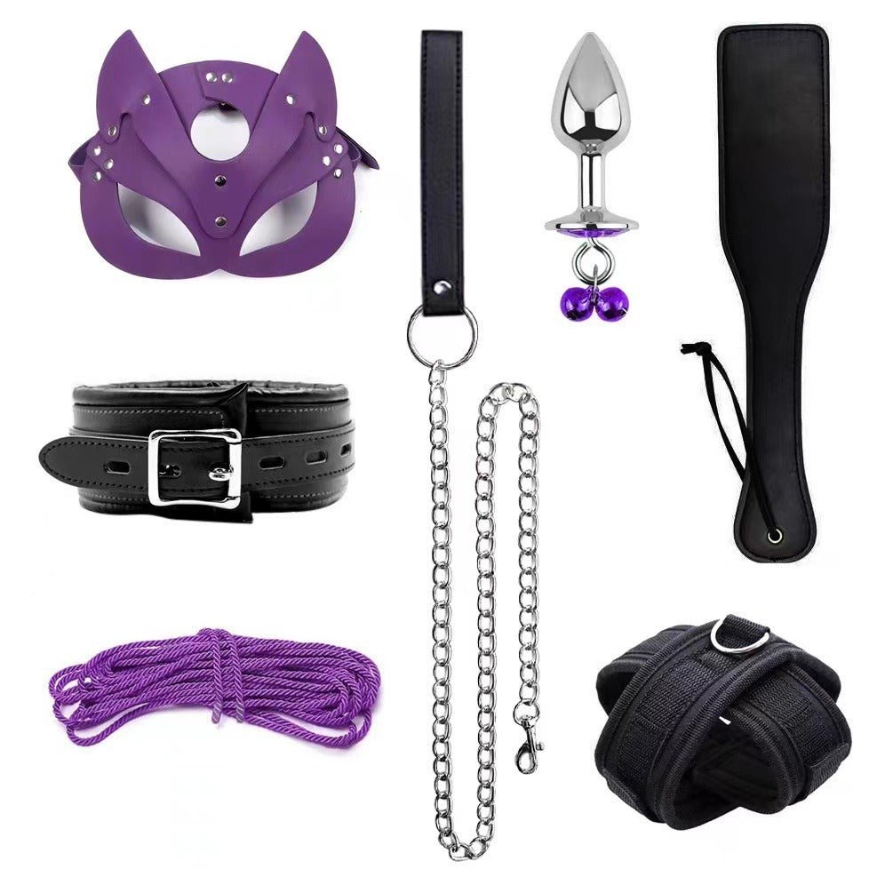 Erotic Goods Leather Sponge Combination Series Set Handcuffs Ankle Cuffs Conditioning Bondage Alternative Toys - Random Unicorn