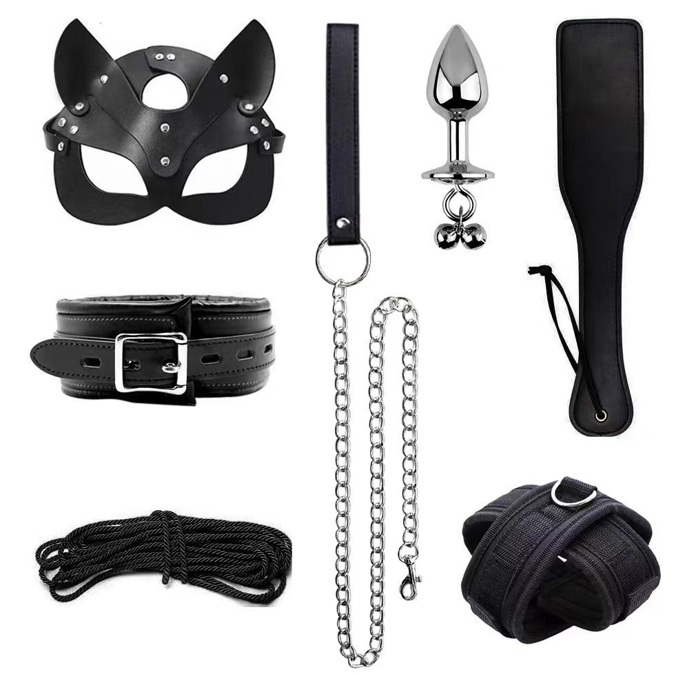 Erotic Goods Leather Sponge Combination Series Set Handcuffs Ankle Cuffs Conditioning Bondage Alternative Toys - Random Unicorn